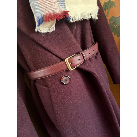 Vintage pure wool coat in deep purple, size L - Picture 6 of 8